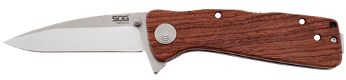 S.O.G SOGTWI17CP Twitch II 2.65" Folding Drop Point Plain Satin AUS-8A SS Blade Brown Rosewood Handle Includes Pocket Clip
