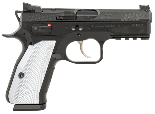 CZ-USA 91252 Shadow 2  Compact Frame 9mm Luger 15+1, 4" Black Steel Barrel, Black Nitride Serrated Steel Slide, Black Steel Frame w/Beavertail & Picatinny Rail, Ambidextrous