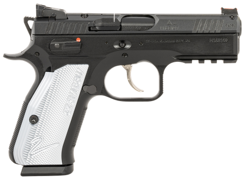 CZ-USA 91252 Shadow 2  Compact Frame 9mm Luger 15+1, 4" Black Steel Barrel, Black Nitride Serrated Steel Slide, Black Steel Frame w/Beavertail & Picatinny Rail, Ambidextrous