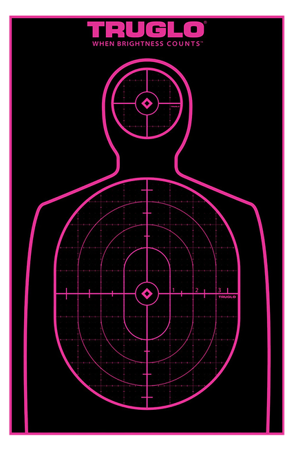 TruGlo TG13A12BB Tru-See Handgun Target Self-Adhesive Heavy Paper Black/Pink 12"x18" Silhouette 12 Pack
