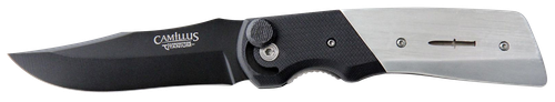 Camillus 19080 Cuda Bolt 3.75" Folding Drop Point Plain Black Carbonitride Titanium AUS-8A SS Blade, Black/Silver Aluminum/G10 Handle