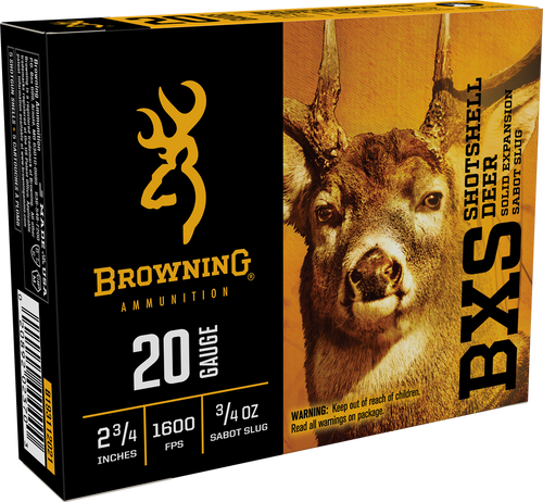 Browning Ammo B193112021 BXS  20Gauge 2.75" 3/4oz Sabot Slug Shot 5 Per Box/20 Case
