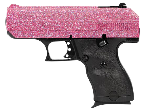 Hi-Point 916PISP C9  9mm Luger 8+1 3.50" Black Steel Barrel, Hydro-Dipped Pink Sparkle Serrated Slide, Black Polymer Frame, Black Polymer Grips