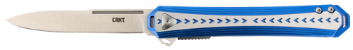 CRKT 6710 Stickler  3.38" Folding Plain Satin 12C27 Sandvik Blade/ Blue & Silver Aluminum Handle Includes Pocket Clip