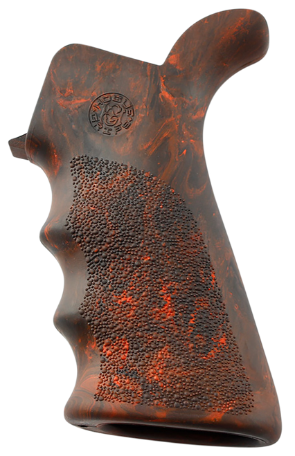 Hogue 15421 OverMolded Beavertail made of Rubber with Red Lava Finish, Cobblestone Texture & Finger Grooves for AR-15, M16