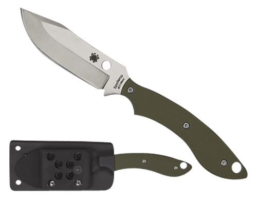 Spyderco FB49GPOD Stok  2.95" Fixed Bowie Plain Stonewashed 8Cr13MoV SS Blade/Olive Drab Textured G10 Handle Includes Sheath w/G-Clip