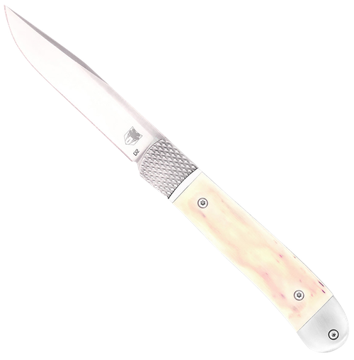 CobraTec Knives CTTHRWT Trapper Hidden Release 3.12" OTF Drop Point Plain Satin D2 Steel Blade, 4.25" White Bone Scales Handle