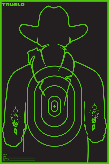 TruGlo TG16A6 Tru-See Gunslinger Target Self-Adhesive Heavy Paper Black/Green 12"x18" Cowboy 6 Pack