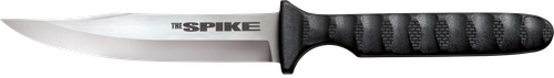 Cold Steel CS-53NBS Spike  4" Fixed Bowie Plain 4116 Stainless Steel Blade/Black Scalloped Griv-Ex Handle Includes Sheath