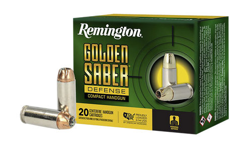 Remington Ammunition R21370 Golden Saber Defense 10mmAuto 180gr Brass Jacketed Hollow Point 20 Per Box/25 Case