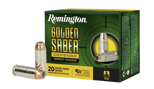 Remington Ammunition R21370 Golden Saber Defense 10mmAuto 180gr Brass Jacketed Hollow Point 20 Per Box/25 Case