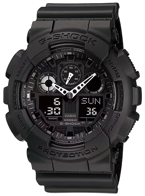 G-shock/vlc Distribution GA1001A1 G-Shock Tactical XL 52mm Keep Time Black Features Stopwatch/Speedometer