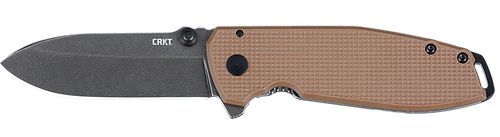 CRKT 2495B SQUID XM 2.95" Folding Drop Point Plain Stonewashed D2 Steel Blade, Brown Textured G10/SS Handle