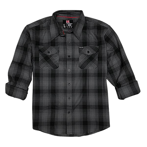 Hornady Gear 32226 Flannel Shirt  3XL Gray/Black,  Cotton/Polyester, Relaxed Fit Button Up