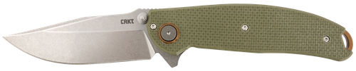 CRKT 2471 Butte  3.36" Folding Plain Stonewashed D2 Steel Blade/OD Green G10 Handle Includes Pocket Clip