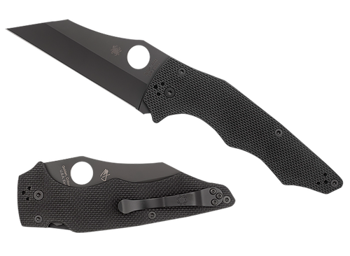 Spyderco C253GPBBK YoJumbo  3.98" Folding Wharncliffe Plain Black DLC CPM S30V SS Blade/Black Textured G10 Handle Includes Pocket Clip
