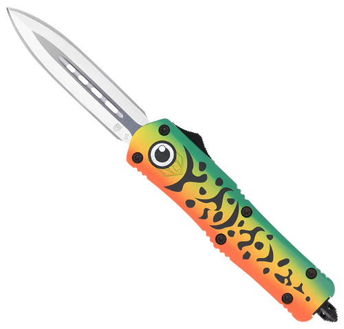 CobraTec Knives MFLGNFS3DAGNS FS-3 Fishing Lure Medium 3" OTF Dagger Plain Satin D2 Steel Blade, 4.50" Green Fishing Lure Aluminum Cerakoted Handle