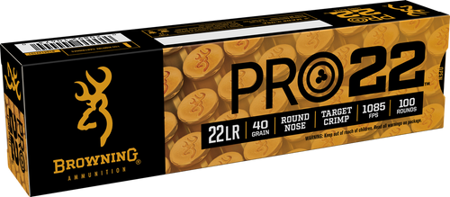Browning Ammo B194122101 Pro22  22LR 40gr Lead Round Nose 100 Per Box/20 Case