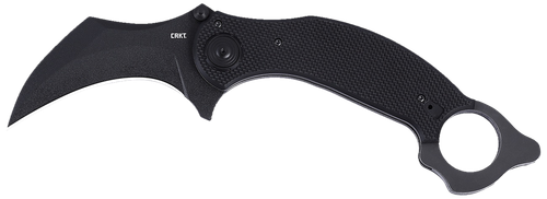 CRKT 2635 DU Hoc Deadbolt 3.62" Fixed Karambit Plain Black Powder Coated D2 Steel Blade, Black G10 Handle