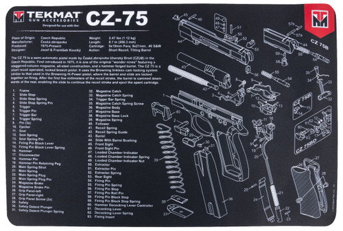 TekMat TEKR17CZ75 CZ 75 Cleaning Mat Black/White Rubber 11"x17" CZ-75 Parts Diagram