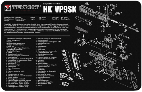 TekMat TEKR17HKVP9SK HK VP9SK Cleaning Mat Black/White Rubber 11"x17" HK VP9SK Parts Diagram