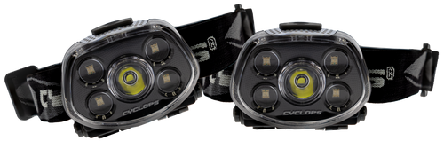Cyclops CYC-HLFXP-2PK Force XP LED Headlamp  Black 3.2/5.5/15/350 Lumens Red/Green Cree LED