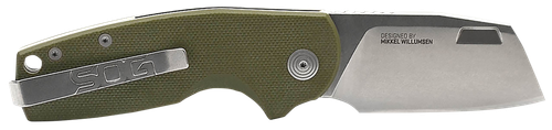 S.O.G SOG16030657 Stout SJ 2.60" Folding Clip Point Plain Cryo D2 Steel Blade/ Olive Drab Textured G10 Handle Includes Belt Clip, Presentation Box