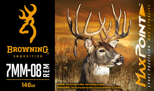 Browning Ammo B192107082 Max Point  7mm-08Rem 140gr 20 Per Box/10 Case