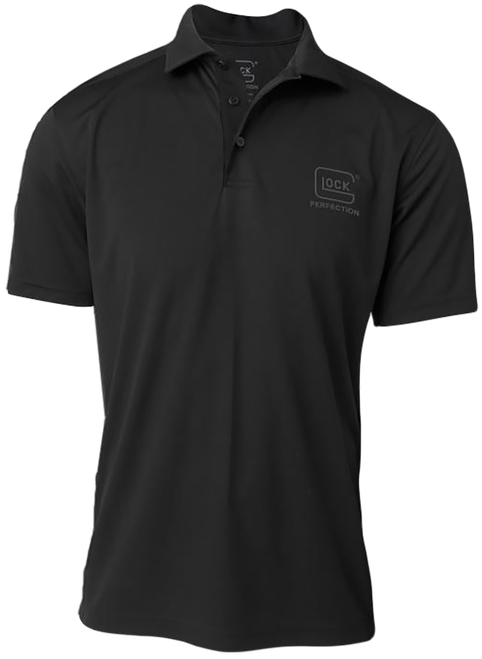Glock AP96212 Glock Perfection Polo  Black Polyester Mesh Short Sleeve Medium