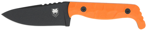 CobraTec Knives CTKPORG KingPin  EDC 4" Fixed Drop Point Plain Black Powder Coated D2 Steel Blade, 4" Blaze Orange Textured G10 Scales Handle
