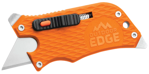 Outdoor Edge SWB10C SlideWinder  3.50" Long, Plain Utility Blade, Orange GNR/SS Handle, Screwdriver, Bottle Opener