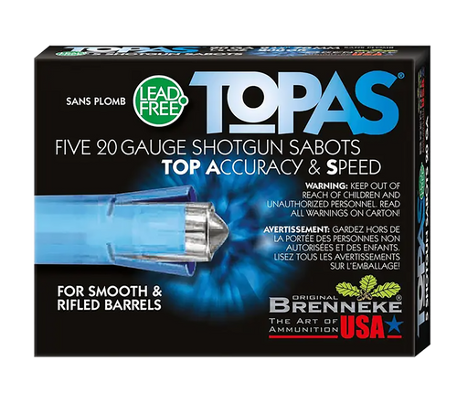 Brenneke SL202TOPN TOPAS  20Gauge 2.75" 1/2oz Sabot Slug Shot 5 Per Box/50 Case