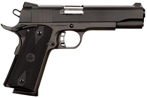 Rock Island 51431 Rock Standard FS 45 ACP Caliber with 5" Barrel, 8+1 Capacity, Overall Black Parkerized Finish Steel, Beavertail Frame, Serrated Slide & Black Rubber Grip