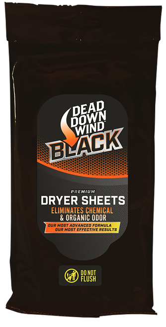 Dead Down Wind 117019 Black Premium Dryer Sheets Odor Eliminator Unscented Scent Dryer Sheet 40 Count