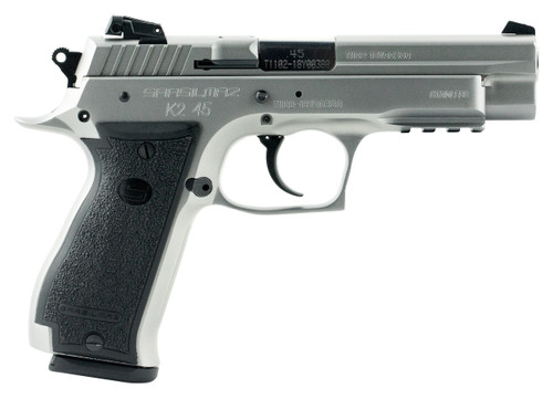 SAR USA K245ST K2  45 ACP 14+1, 4.70" Black Steel Barrel, Stainless Steel Serrated Slide, Stainless Steel Frame w/Beavertail & Picatinny Rail, Black Polymer Grip, Manual Thumb Safety, Right Hand