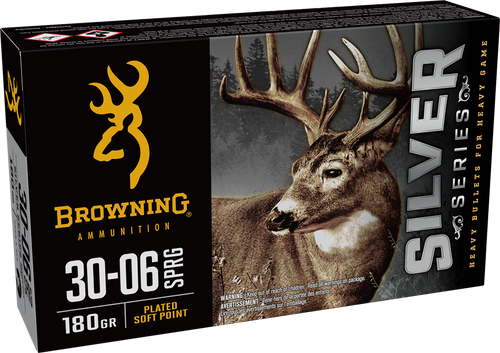 Browning Ammo B192630061  Silver 30-06Springfield 180gr Plated Soft Point 20 Per Box/10 Case
