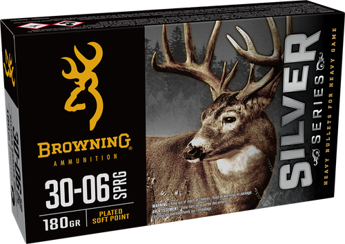 Browning Ammo B192630061  Silver 30-06Springfield 180gr Plated Soft Point 20 Per Box/10 Case