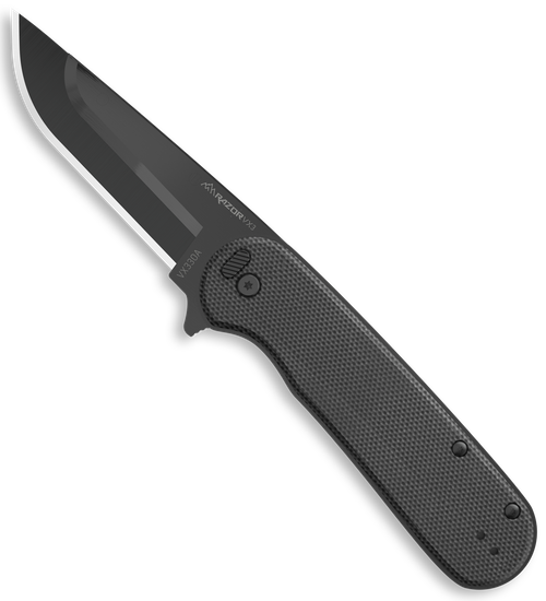 Outdoor Edge VX330A Razor VX3 EDC 3" Folding Drop Point Plain Black 420J2 SS Blade, Green G10 Handle