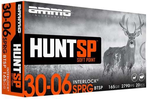 Ammo Inc 3006165SPA20 Hunt  30-06Springfield 165gr Soft Point 20 Per Box/10 Case