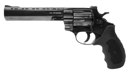 Weihrauch Guns 770134 Windicator  357 Mag 6rd 6" Blued Steel Barrel,  Cylinder & Frame, Ramp Front/Fixed Rear Sights, Exposed Hammer, Finger Grooved Black Rubber Grip