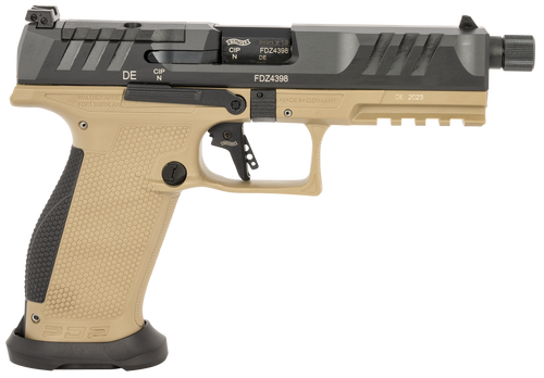Walther Arms 2876582 PDP Pro SD 9mm Luger 18+1 5.10" Threaded Barrel, Black Optic Cut/Serrated Slide, FDE Polymer Frame with Pic. Rail, Performance Duty Grip, Flared Magwell