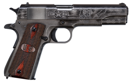 Thompson 1911BKOWC1 1911 Victory Girls 45 ACP 5" 7+1 Worn Black/Gray Cerakote Steel Checkered Wood w/US Logo Grip