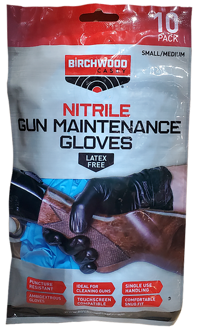 Birchwood Casey NGLVS-M Nitrile  Black Sm/Med 10 Pack