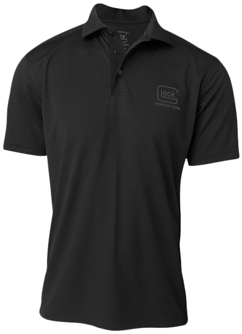 Glock AP96213 Glock Perfection Polo  Black Polyester Mesh Short Sleeve Large