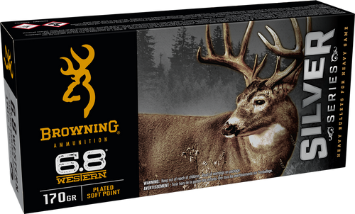 Browning Ammo B192600681  Silver 6.8Western 170gr Plated Soft Point 20 Per Box/10 Case