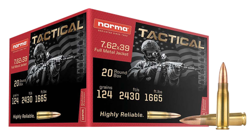 Norma Ammunition 295540020 Range & Training  7.62x39mm 124gr 20 Per Box/50 Case