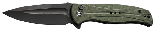 Civivi Knives C23053-2 Incindie  3.48" Folding Spear Point Plain Black Stonewashed 14C28N Steel Blade, OD Green Textured G10 Handle
