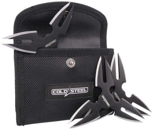 Cold Steel CSTH15STR3PK Throwing Stars  Three 1.50" Black Oxide 420 Stainless Steel Blades Includes Sheath