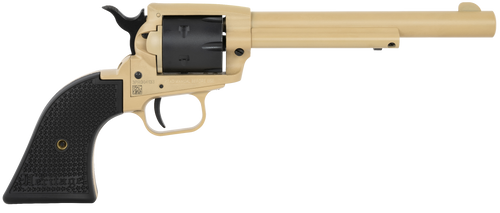 Heritage Mfg SRR22V6 Rough Rider  22 LR 6 Shot, 6.50" Sabre Sand Cerakote Steel Barrel & Frame, Black Satin Cylinder, Black Polymer Grip, Hammer/Thumb Safety, Exposed Hammer