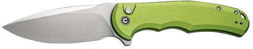 Civivi Knives C18026E-3 Praxis  3.75" Folding Drop Point Plain Satin Nitro-V Steel Blade, Lime Green Aluminum Handle